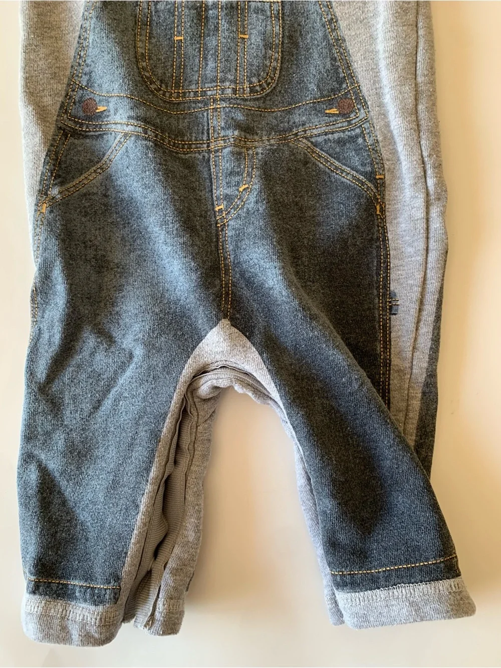 Levi's Faux Denim Overalls Printed Fleece Romper One-Piece Coverall - Size 6M